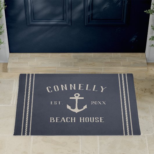 Marine | Beach House Rustic Anchor Personalisiert Fußmatte