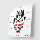 MARINE BEGING ONE ENDET NIE QUADRATISCHE WANDUHR (Winkel)