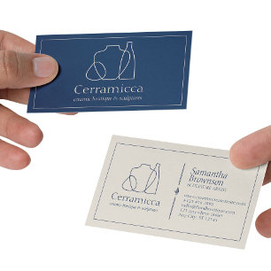 Marine-Beige-Porzellan-Skulptur-Vase Keramik Visitenkarte