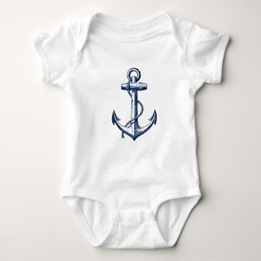 Marine-Blau-Anker Baby Strampler (Vorderseite)