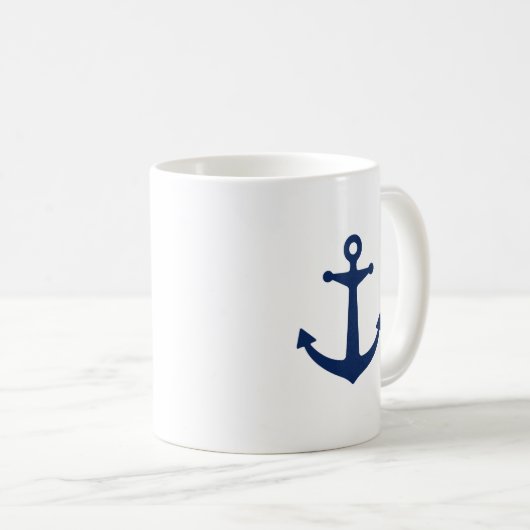 Marine-Blau-Anker Kaffeetasse (VorderseiteRechts)