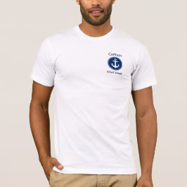 Marine-Blau-Anker Kapitän-Nautical personalisiert T-Shirt