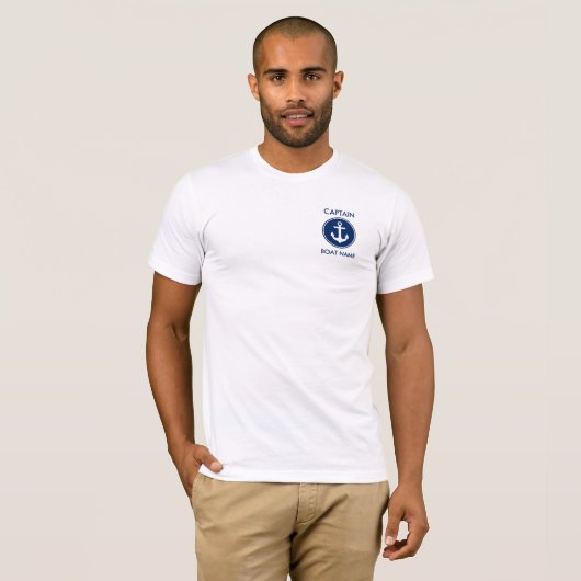 Marine-Blau-Anker Kapitän-Nautical personalisiert T-Shirt (Vorne ganz)