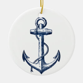 Marine-Blau-Anker Keramik Ornament