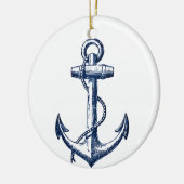 Marine-Blau-Anker Keramik Ornament (Links)