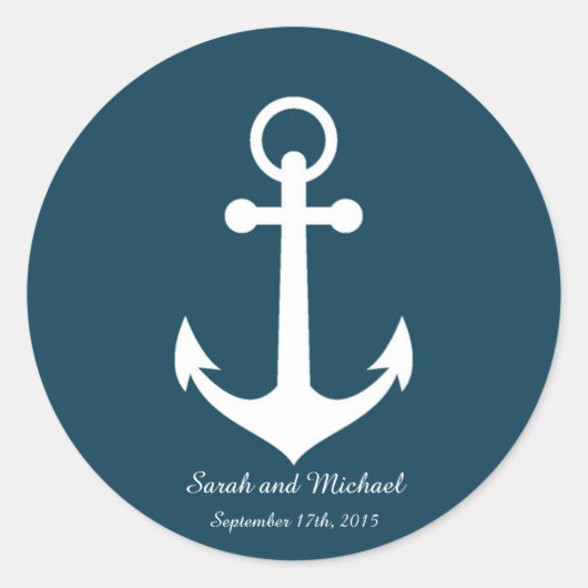 Marine-Blau-Anker-kundenspezifisches Runder Aufkleber (Vorderseite)