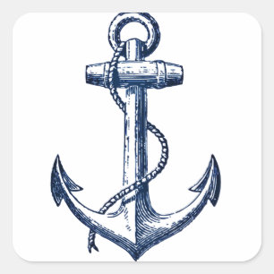 Marine-Blau-Anker Quadratischer Aufkleber