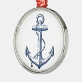 Marine-Blau-Anker Silbernes Ornament (Links)