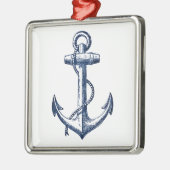 Marine-Blau-Anker Silbernes Ornament (Links)