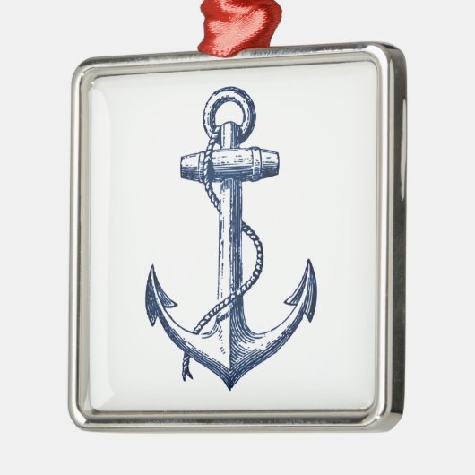 Marine-Blau-Anker Silbernes Ornament (Links)