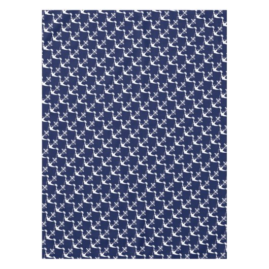 Marine-Blau-Anker W/Rope auf Weiß Tischdecke (Vorderseite)