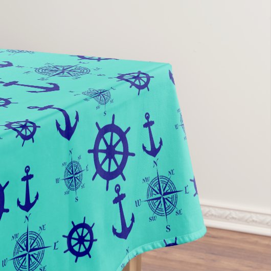 Marine-Blau auf Türkis-Seemuster Tischdecke (Beispiel)