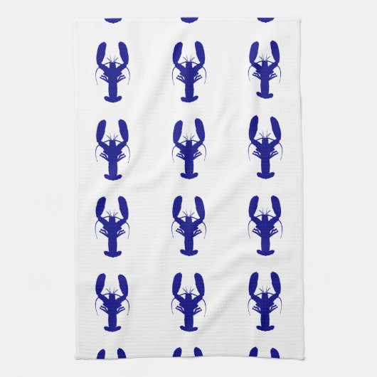 Marine-Blau auf weißem Küstendekor-Hummer Handtuch (Vertikal)