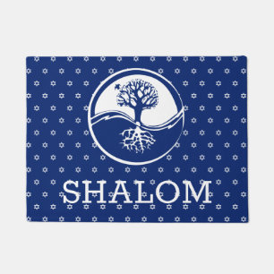 Marine-Blau-Baum des Leben-Davidssterns Shalom Fußmatte