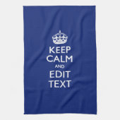 Marine-Blau behält Ruhe und hat Ihren Text Geschirrtuch (Vertikal)