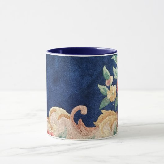 Marine-Blau-blühen chinesischer Wolldeckeentwurf Tasse (Zentrum)