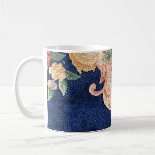 Marine-Blau-chinesische Wolldeckeentwurf Diagonale Kaffeetasse (Links)