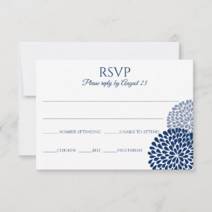 Marine-Blau Chrysantheme UAWG Postkarten-  RSVP Karte