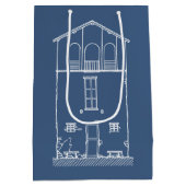 Marine-Blau des einfaches rustikales Haus-modernes Mittlere Geschenktüte (Rückseite)