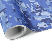 Marine-Blau-Digital-Tarnungs-Art Geschenkpapier (Rolleneckpunkt)
