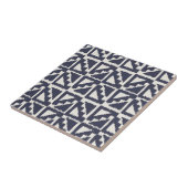 Marine-Blau-Elfenbein-Stammes- Druck Ikat Fliese (Seite)