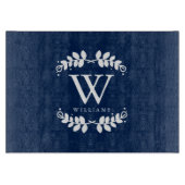 Marine-Blau-Familien-Monogramm Schneidebrett (Vorderseite)