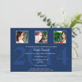 Marine-Blau-Foto-Abschluss-Mitteilung Einladung (Stehend Vorderseite)