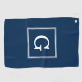 Marine-Blau-gerahmtes Monogramm Golfhandtuch (Horizontal)