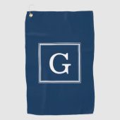 Marine-Blau-gerahmtes Monogramm Golfhandtuch (Vorderseite)