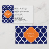 Marine-Blau-Gewichts-Zickzack Kürbis Quatrefoil 3 Visitenkarte (Vorne/Hinten)