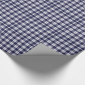 Marine-Blau-Gingham kariert Geschenkpapier (Ecke)