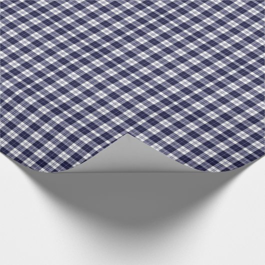 Marine-Blau-Gingham kariert Geschenkpapier (Ecke)
