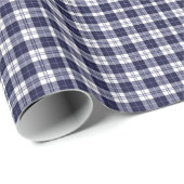 Marine-Blau-Gingham kariert Geschenkpapier (Rolleneckpunkt)