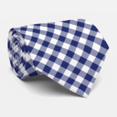 Marine-Blau-Gingham kariert Krawatte (Gerollt)