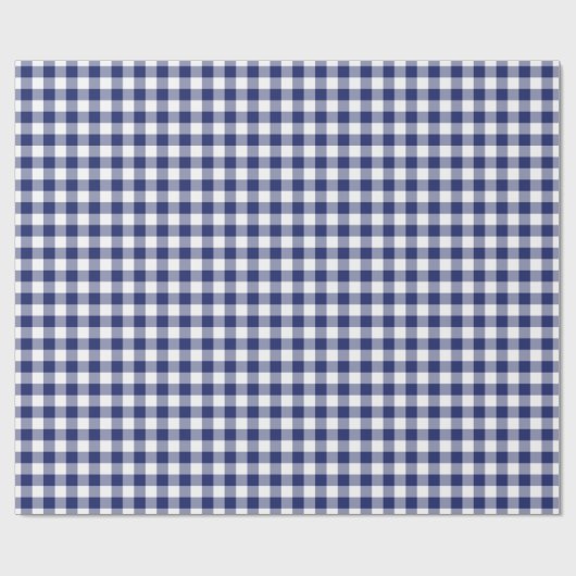 Marine-Blau-Gingham-Karo-Muster Geschenkpapier (Flach)