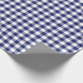 Marine-Blau-Gingham-Karo-Muster Geschenkpapier (Ecke)