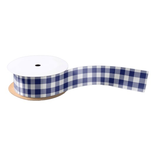 Marine-Blau-Gingham-Karo-Muster Satinband (Spule)