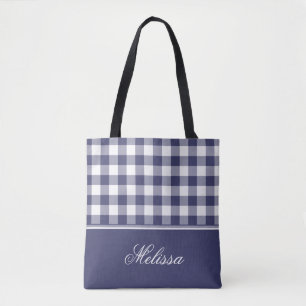 Marine-Blau-Gingham personalisiert Tasche