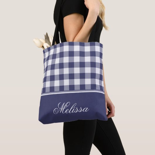 Marine-Blau-Gingham | personalisiert Tasche (Von Nahem)