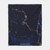 Marine-Blau-goldener Marmor Fleecedecke (Vorderseite)