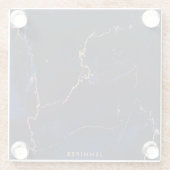 Marine-Blau-goldener Marmor Glasuntersetzer (Rückseite)