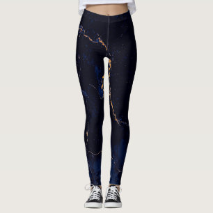 Marine-Blau-goldener Marmor Leggings