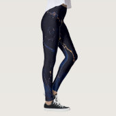 Marine-Blau-goldener Marmor Leggings (Rechts)