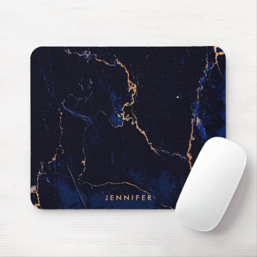 Marine-Blau-goldener Marmor Mousepad (Mit Mouse)