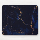 Marine-Blau-goldener Marmor Mousepad (Vorne)