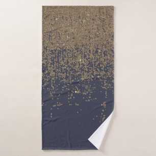 Marine-Blau-Goldfunkelnd Glitzer Ombre Badehandtuch