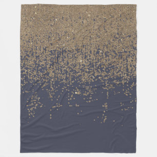 Marine-Blau-Goldfunkelnd Glitzer Ombre Fleecedecke