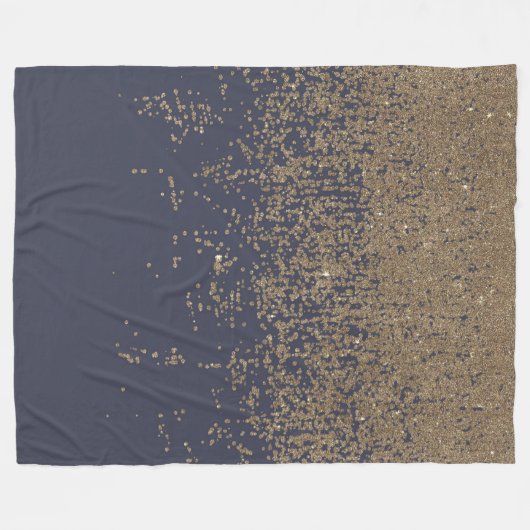 Marine-Blau-Goldfunkelnd Glitzer Ombre Fleecedecke (Vorderseite (Horizontal))
