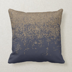 Marine-Blau-Goldfunkelnd Glitzer Ombre Kissen