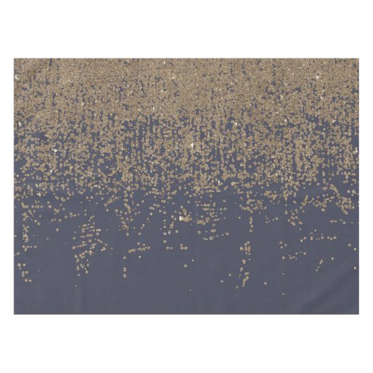 Marine-Blau-Goldfunkelnd Glitzer Ombre Tischdecke (Vorderseite (Horizontal))